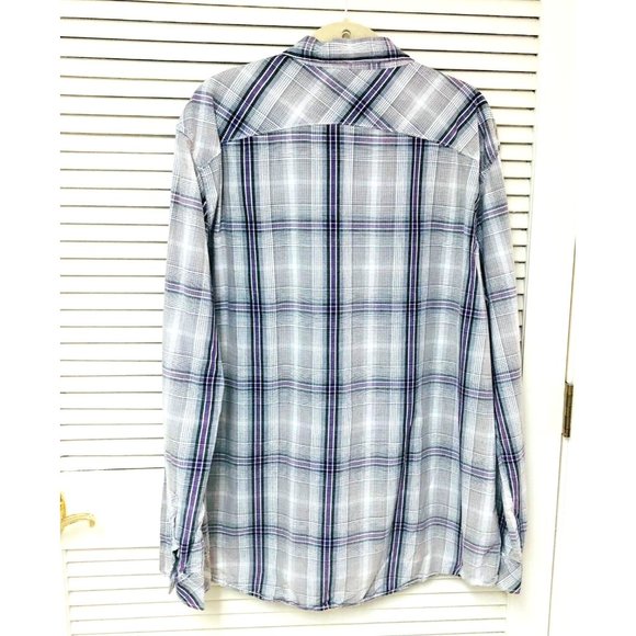 Levi Strauss Western Shirt Men's XXL Purple Plaid Pearl Snaps Dad Grandpa - Picture 4 of 6